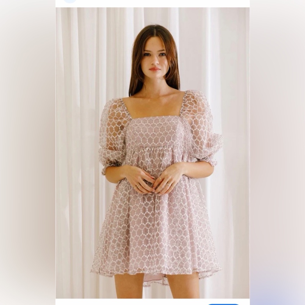 Lace Babydoll Mini Dress in Dusty Rose - STORIA Size small